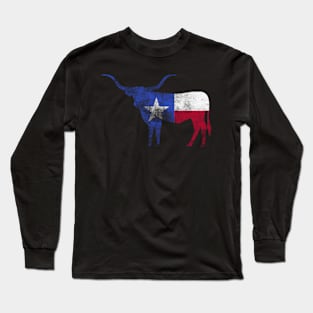 Texas Flag Texas Flag Longhorn Bull Tx Long Sleeve T-Shirt